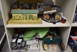00 Gauge Accessories and Track, Hornby Meccano tin plate Platform with Bookstall, modern card and