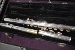 A silver plate flute, King Cleveland, in fitted King case, model 610, serial number 624641