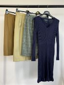 Assorted vintage pencil skirts and a dress to include wool and silk, comprising a Burberry's camel