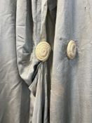 A 1920s silk dressing gown, robe or peignoir, in duck egg blue and ivory silk with knotted rose