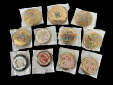 Assorted 20th century Melissa, Mascot, Iris, Regents of London, and other compacts in gilt metal