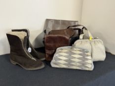 A collection of vintage leather handbags, to include Russell & Bromley cross-body, a pair of vintage