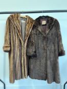Two 1950s fur coats by Northern English Furriers Charles Blawais of Manchester / Blackpool and B. S.