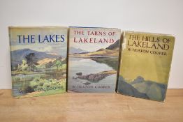 Art. Lake District. W. Heaton Cooper. Three titles. The Hills of Lakeland. 1938, First edition.; The