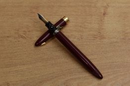 A Sheaffer Saratoga touchdown snorkel fill fountain pen in Burgundy having Sheaffer Made in Canada