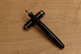 A Parker Challenger Deluxe Standard button fill fountain pen in Black with three narrow cap bands