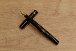 A Wyvern Consul lever fill fountain pen in Black with three cap bands having Wyvern 14K nib. Circa