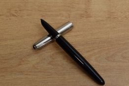 A Parker 41aerometric fill fountain pen in Black with stainless cap. Circa 1956