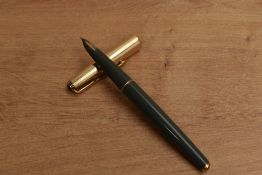 A Parker 61 MKIII converter fill fountain pen in Grey with parallel lined rolled gold cap. Circa