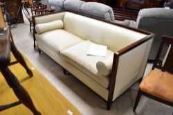 A Baker Archetype walnut banded sofa designed by Michael Vanderbyl, width approx. 198cm