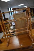 A vintage yellow pine towel rail, width approx. 60cm