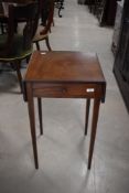 A 19th Century mahogany Pembroke style work or occasional table having frieze drawer and square