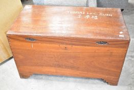 An Oriental style camphorwood bedding box, dimensions approx. 100 x 53 x 57cm