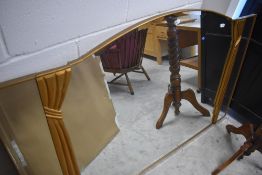 A vintage gilt wood over mantel mirror having curtain effect width approx. 153 max height approx