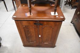 A Victorian mahogany side cabinet having pot handle, dimensions approx. Height 81 width 76 depth