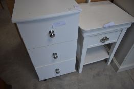 Five pieces of white laminate bedroom furniture
