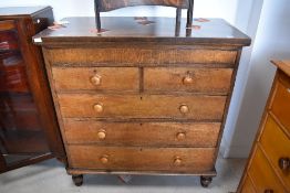 A 19th Century of two over three drawers (with additional 'secret' frieze drawer) having turned