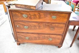 A 19th Century mahogany chest of three long drawers, dimensions approx. W120 D54 H101cm