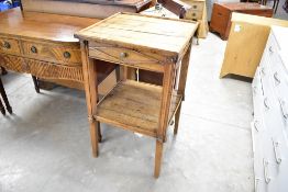 A rustic style side table with drawer and undertier, dimensions approx. H96 W57 D56cm