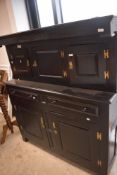 A 19th Century oak court cupboard with carved date 1726, likely constructed using earlier timbers,