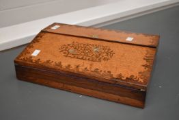 A late 19th-century Italian Sorrento-style marquetry inlaid wooden writing slope, featuring a