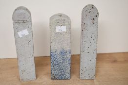 Three late 20th-century Patrick Reed (1943-2017) tall studio pottery decorative vases, of obelisk