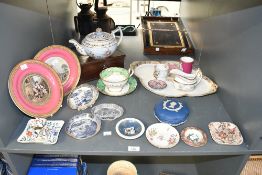 A selection of 19th and 20th-century tableware, to feature a Bloor Derby teapot, three small