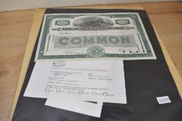 A vintage green commons scripophily issued by the Chicago and Eastern Illinois Railway Company.