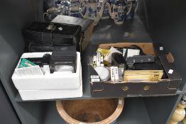 A selection of Photography intems including Elecralux XM10 light, filters, Camera bag Olympus
