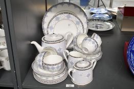 A contemporary Villeroy & Boch 'Azurea' bone china tea service, featuring water Hyacinth Blue and
