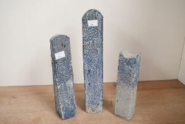 Three late 20th-century Patrick Reed (1943-2017) tall studio pottery decorative vases, of obelisk