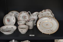 A quantity of late 18th to 19th-century New Hall porcelain ware, to feature two small floral saucers