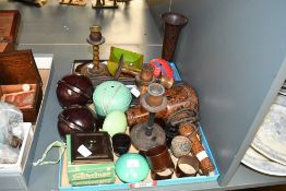 A selection of early 20th-century bakelite ware, to feature candlesticks, napkin rings, wool