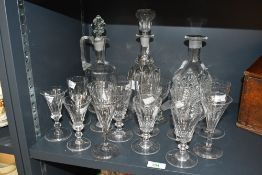A selection of late 19th and early 20th-century crystal cut glassware, to feature a three