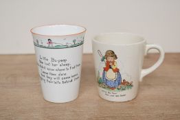 A sweet early 20th-century Shelley bone china 'Little Bo-peep' designed by Hilda Cowham; sold with a