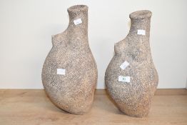 Two contemporary Graham Glynn studio pottery sculptural vases, each modelled in the form of a