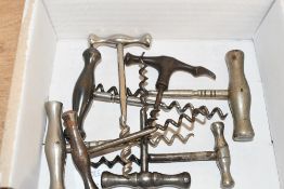 A quantity of 19th and 20th-century metal direct-pull T-bar corkscrews, of varying sizes and
