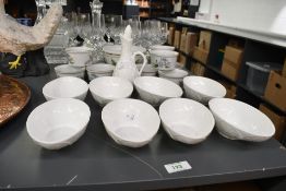 A selection of vintage bone china tableware, to feature eight Wedgwood serving bowls, of oval form