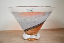 A mid to late 20th-century Swedish Kosta Boda art glass pedestal bowl after Kjell Engman (1946),