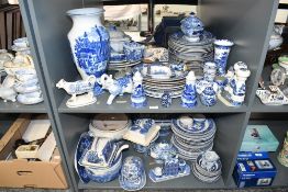 A large quantity of 19th to 20th-century blue and white transferware, to include plates, platters,