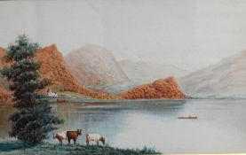 *Local Interest* J Harrison (19th/20th Century) Watercolour 'Derwentwater', a study of the lake with