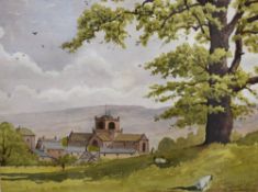 N T Henorth (British 20th Century) Watercolour, a study of a village church, signed lower right,