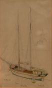Joseph Edward Southall RWS (British 1861-1945) Graphite and watercolour 'Study of a Yacht,