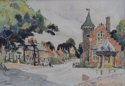 *Local Interest* A collection of two 20th Century ink and watercolour village street scenes '