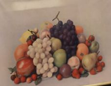 A 20th Century lithographic print, a still life fruit composition, unattributed within a moulded