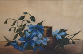 C Whittaker (British 20th Century) Watercolour still life, a study of a vase and flowers, signed and