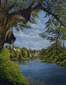 Olly Alcock (British Contemporary) Acrylic on Board 'Cockermouth', a vibrant study of the Cumbrian