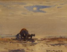 William Hoggatt (British 1880-1961) Watercolour 'Carting Seaweed', a Scottish coastal study with