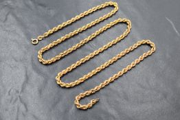 A 9ct gold 24' rope link chain, approx 8.1g