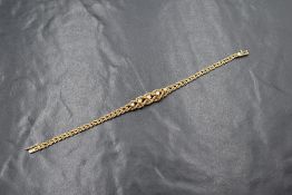 A 10ct diamond set rope link bracelet, the woven chain bracelet set with five graduated diamonds,
